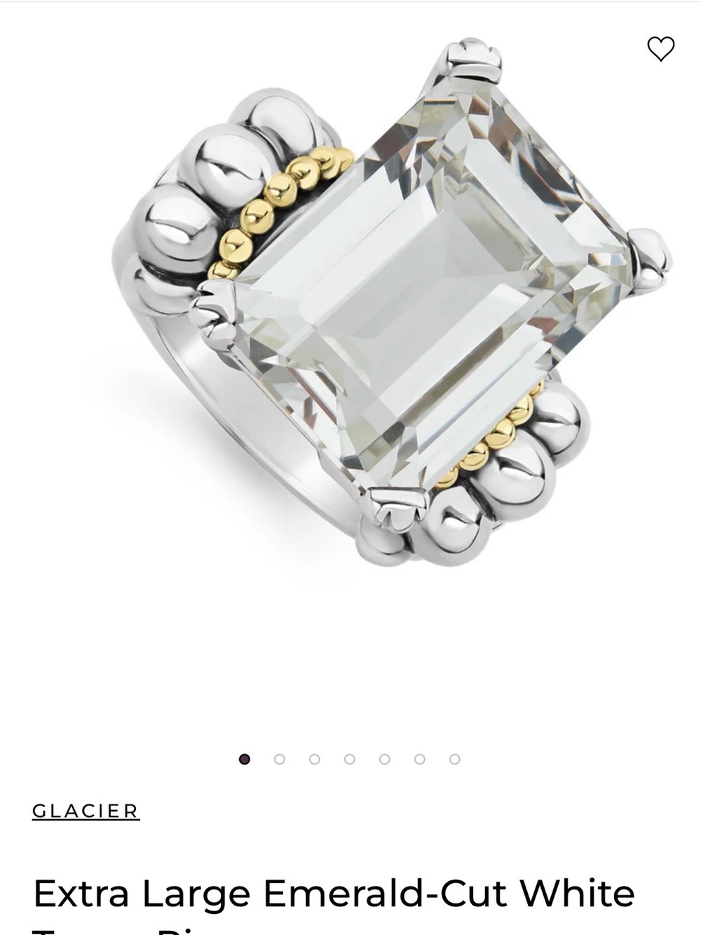 Lagos CaviarExtra Large Emerald-Cut White Topaz Ring in Silver with Gold Accents